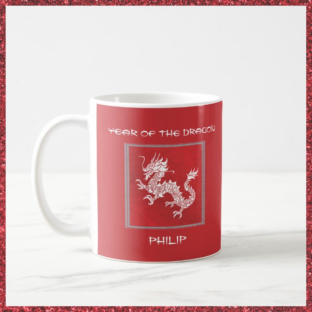 Striking Red and White Year of the Dragon  Coffee Mug (Creator Uploaded)