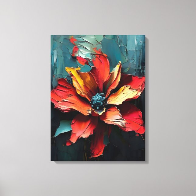 Striking Red Flower in Abstract Canvas Print (Front)