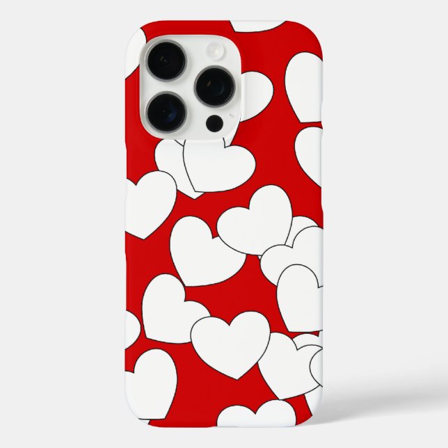 Striking Red iPhone Cover With White Hearts (Back)