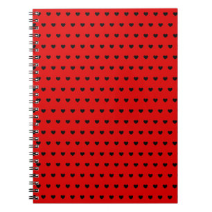 Striking Red Notebook With Black Hearts