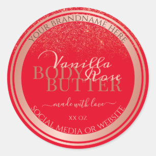 Striking Red Product Packaging Labels Rose Gold
