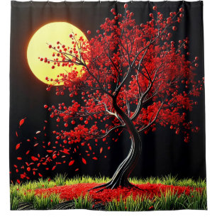 Striking Red Tree Moonlight