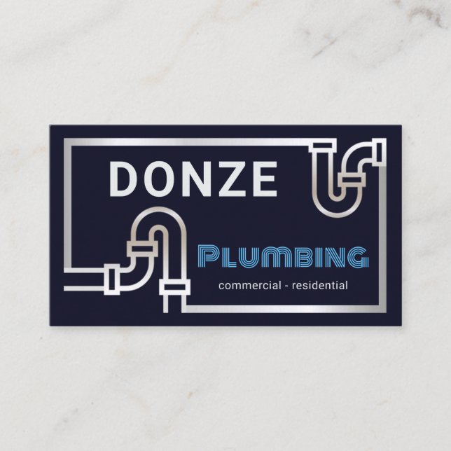 Striking Retro Silver Pipe Border Business Card (Front)