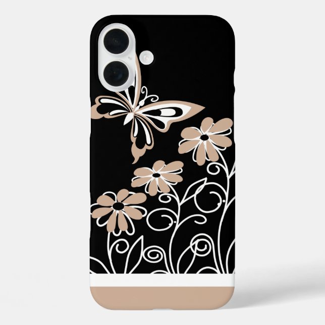 Striking Roasted Almond Butterfly and Flowers Case-Mate iPhone Case (Back)