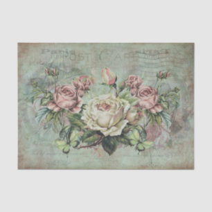 Striking Roses on Vintage Grey Background Tissue Paper