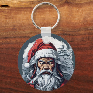 Striking Samurai Santa Claus Keychain