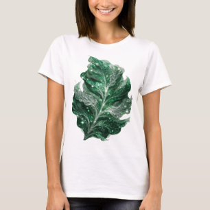 Striking Silver GREEN LEAVES WITH STARS T-Shirt