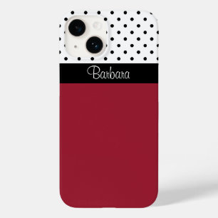Striking Spicy Red, Black White Dots, Chic Pattern Case-Mate iPhone 14 Case