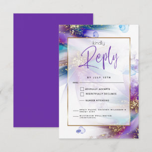 Striking Teal Purple Abstract Meal Choice RSVP
