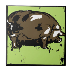 Striking Victorian Woodcut Animal Coaster - Pigs