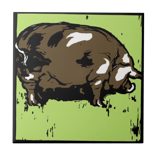 Striking Victorian Woodcut Animal Coaster - Pigs (Front)