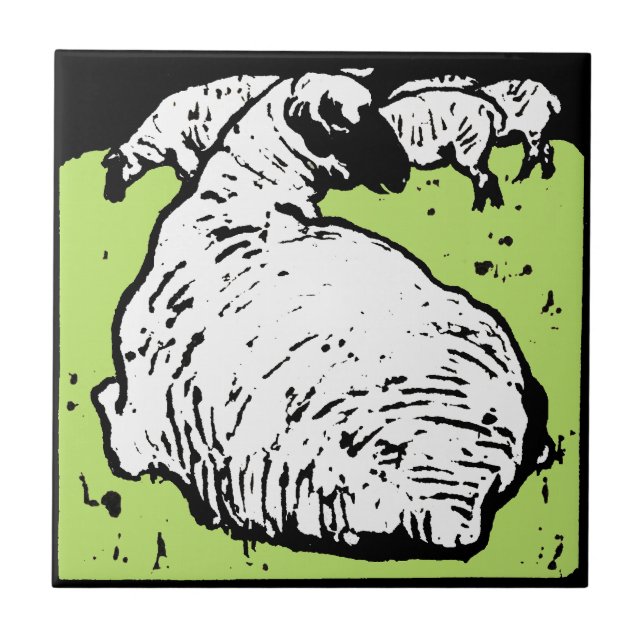 Striking Victorian Woodcut Animal Coaster - Sheep (Front)