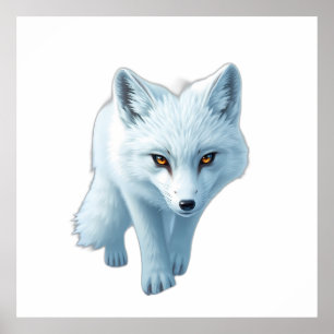 Striking White Arctic Fox with Intense Gaze Poster