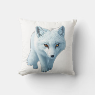 Striking White Arctic Fox with Intense Gaze Throw Pillow
