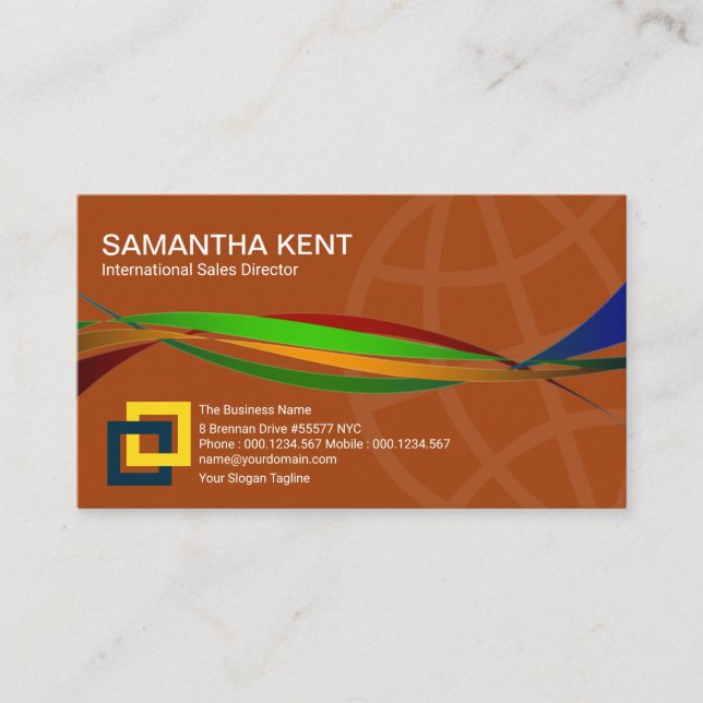 Striking World Supply Chain Waves Business Card (Front)