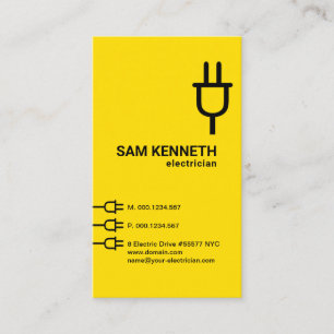 Striking Yellow Power Plug Extension Buttons Business Card