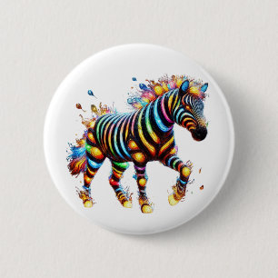 Striking Zebra Charm 2 Inch Round Button
