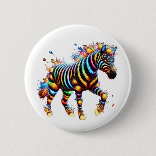 Striking Zebra Charm 2 Inch Round Button (Front)