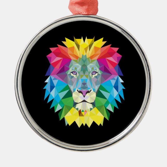 Strikingly Bright Lion Metal Ornament (Front)