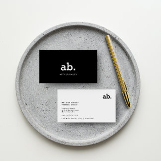 Strikingly Simple: Modern Monogram Black & White Business Card