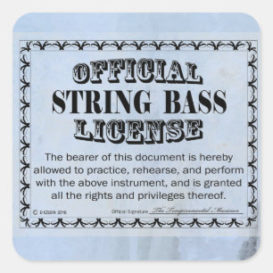 String Bass License Square Sticker