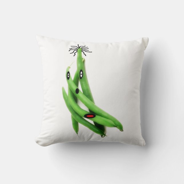 String Bean Cartoon Throw Pillow (Front)
