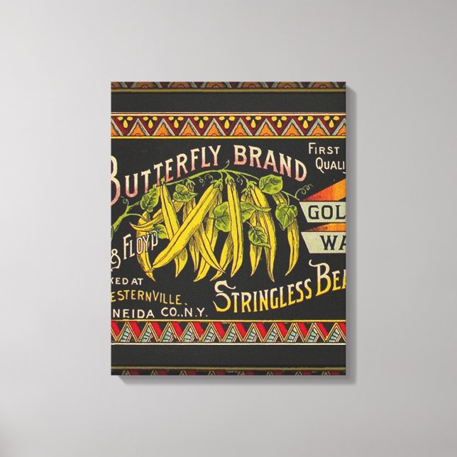 String Bean Label Vegetable Country Canvas Print (Front)