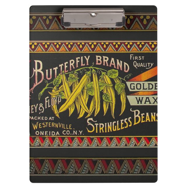 String Bean Label Vegetable Country Clipboard (Front)