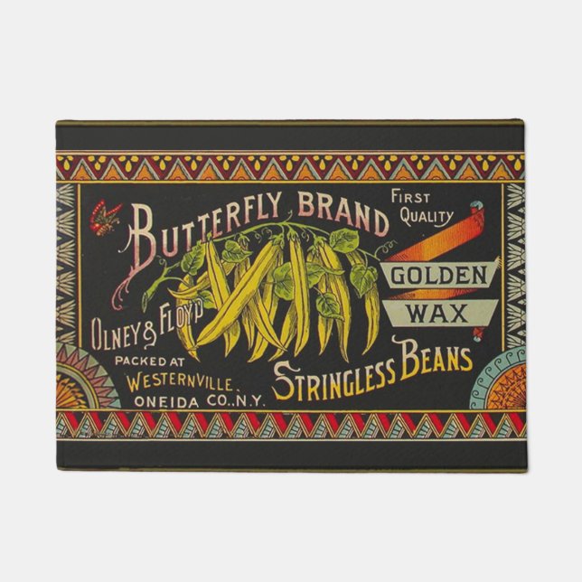 String Bean Label Vegetable Country Doormat (Front)