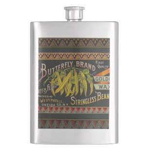 String Bean Label Vegetable Country Hip Flask