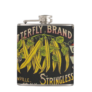 String Bean Label Vegetable Country Hip Flask