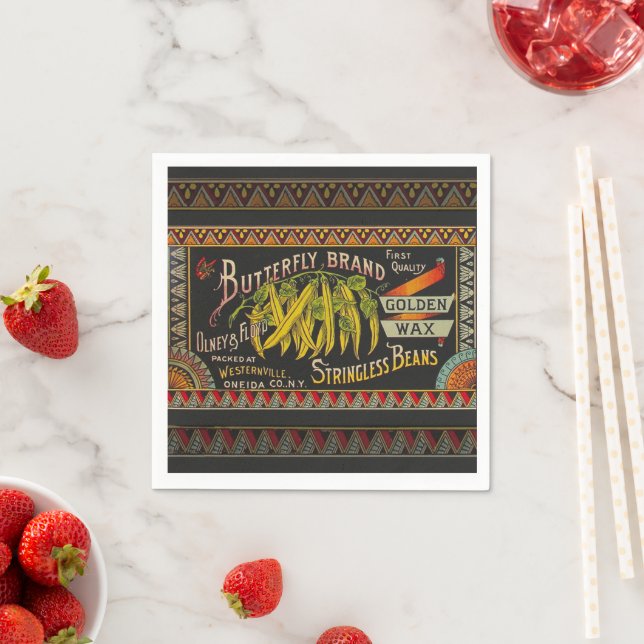 String Bean Label Vegetable Country Napkin (Insitu)