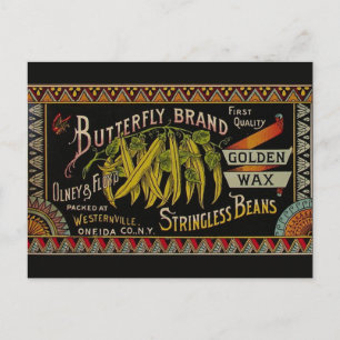 String Bean Label Vegetable Country Postcard