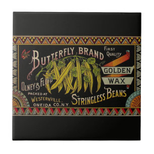 String Bean Label Vegetable Country Tile
