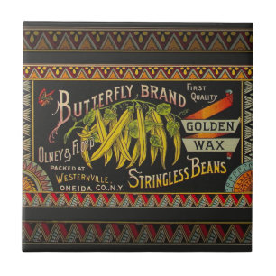 String Bean Label Vegetable Country Tile