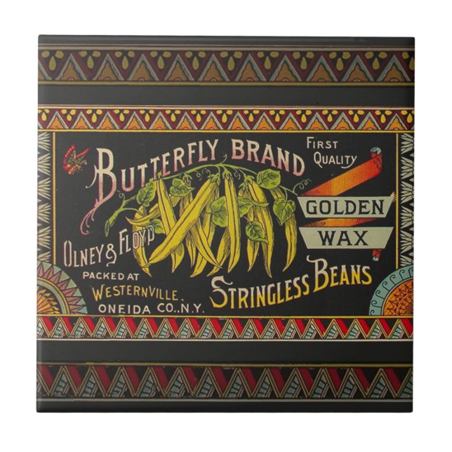 String Bean Label Vegetable Country Tile (Front)