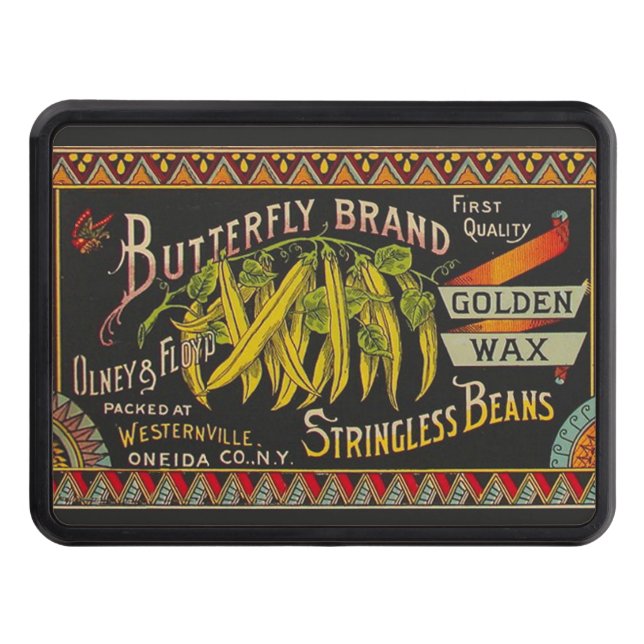 String Bean Label Vegetable Country Trailer Hitch Cover (Front)