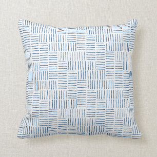 String Herringbone - classic blue Throw Pillow