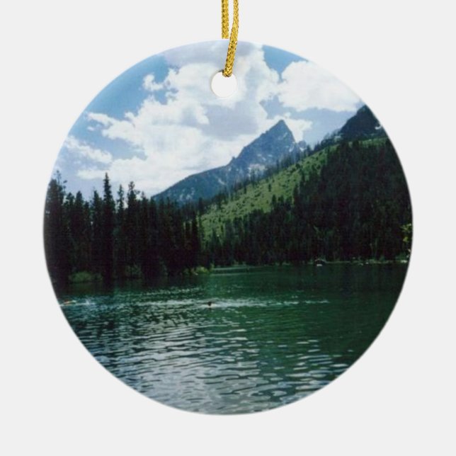 String Lake- Wyoming Ceramic Ornament (Front)