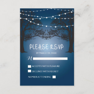 String light and tree modern RSVP wedding card