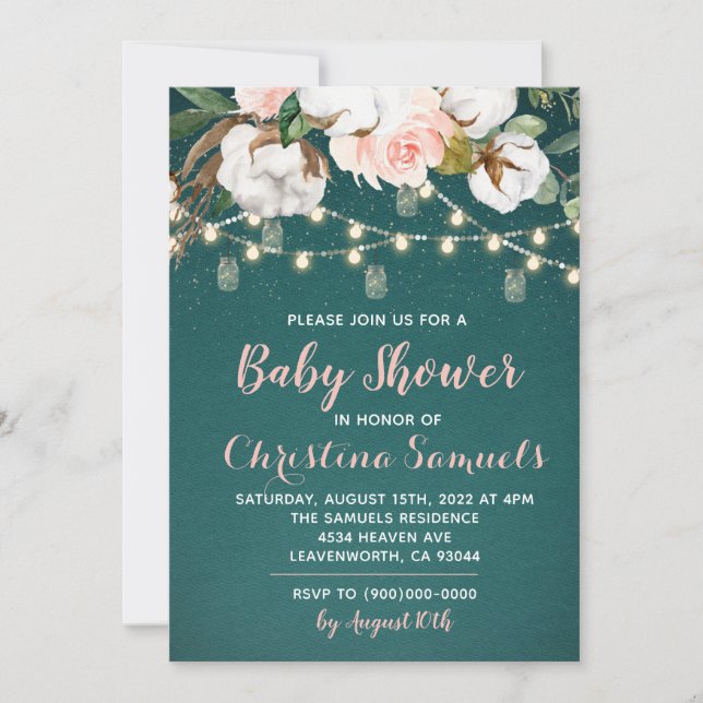 String Light Baby Shower Invitation (Front)