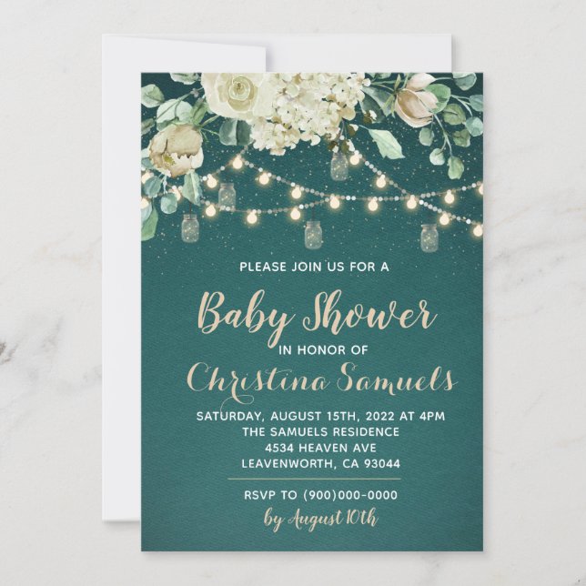 String Light Baby Shower Invitation (Front)