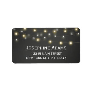 String Light Black and White Address Label