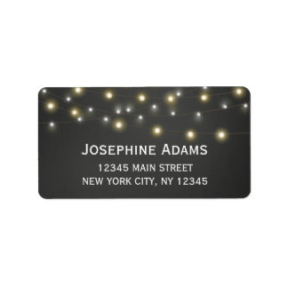 String Light Black and White Address Label