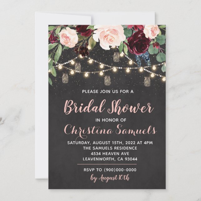 String Light Bridal Shower Invitation (Front)