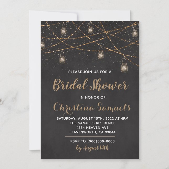 String Light Bridal Shower Invitation (Front)