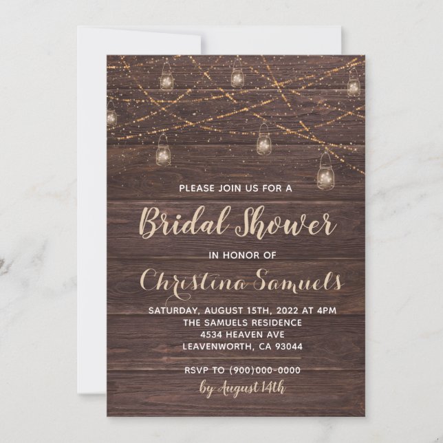 String Light Bridal Shower Invitation (Front)