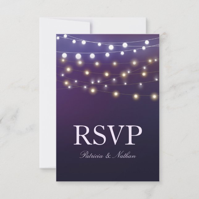 String Light Evening Wedding RSVP Card (Front)