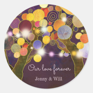 String Light Love Trees Wedding Favour Classic Round Sticker