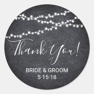 String light on chalkboard favour label